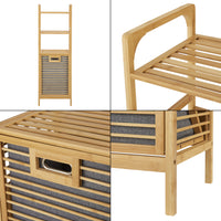 Mobile Portabiancheria in Bambù 'Tidaholm' con Ripiani e Sacco per Bucato [en.casa]