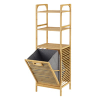 Mobile Portabiancheria in Bambù 'Tidaholm' con Ripiani e Sacco per Bucato [en.casa]