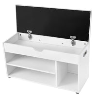 Panca portascarpe con comodo cuscino 3 scomparti panca con seduta 2 livelli 80 x 30 x 44 cm mobile da ingresso portata massima 150 kg bianco 12_0004132