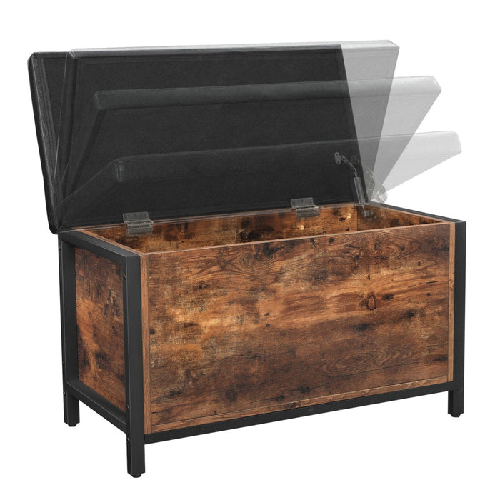 Panca contenitore imbottita con seduta a fine letto per corridoio camera da letto soggiorno metallo facile da montare stile industriale pu nero marrone rustico 12_0004171