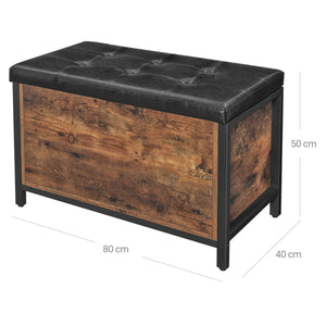 Panca contenitore imbottita con seduta a fine letto per corridoio camera da letto soggiorno metallo facile da montare stile industriale pu nero marrone rustico 12_0004171