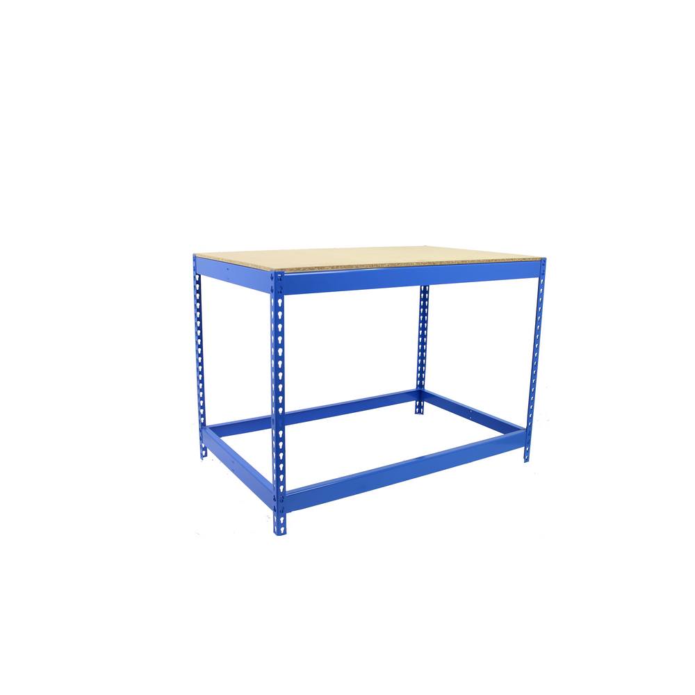 Banco tavolo da lavoro in metallo Simon Rack senza viti colore blu/legno 900x1200x450 mm Made in Spain