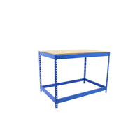 Banco tavolo da lavoro in metallo Simon Rack senza viti colore blu/legno 900x1200x450 mm Made in Spain