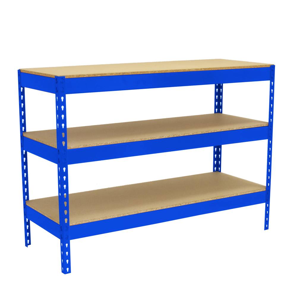 Banco tavolo da lavoro in metallo Simon Rack senza viti colore blu/legno 900x1200x450 mm Made in Spain