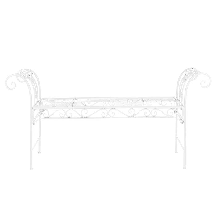 Panca da Giardino/Terrazza/Balcone con 2 Posti di Seduta Panchina in Metallo con Elementi Decorativi e Braccioli