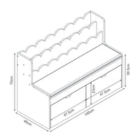 Panca Vestnes con Scaffale e 2 Cassetti per Cameretta - Rosa/Bianco [en.casa]