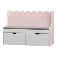 Panca Vestnes con Scaffale e 2 Cassetti per Cameretta - Rosa/Bianco [en.casa]