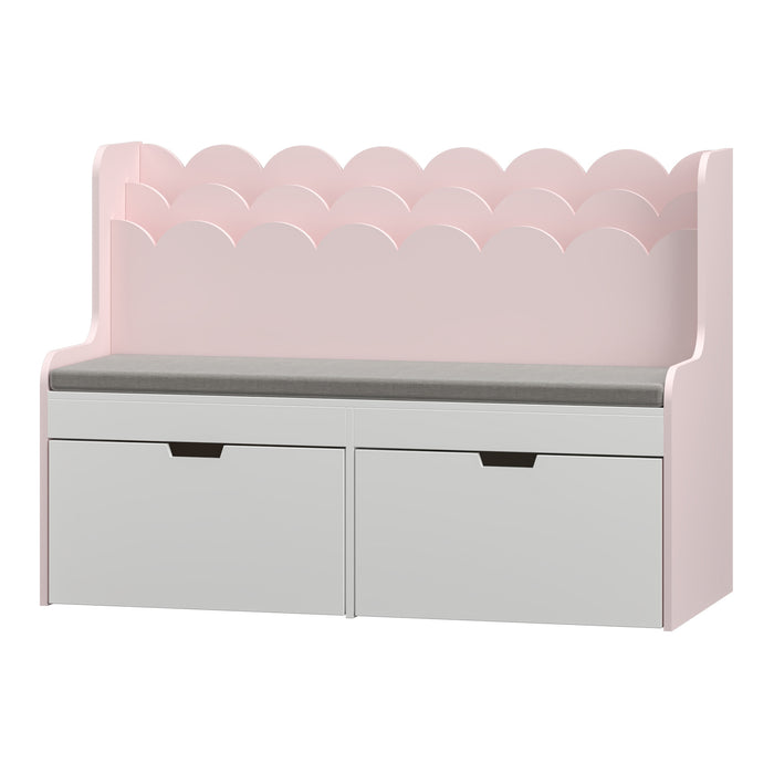 Panca Vestnes con Scaffale e 2 Cassetti per Cameretta - Rosa/Bianco [en.casa]