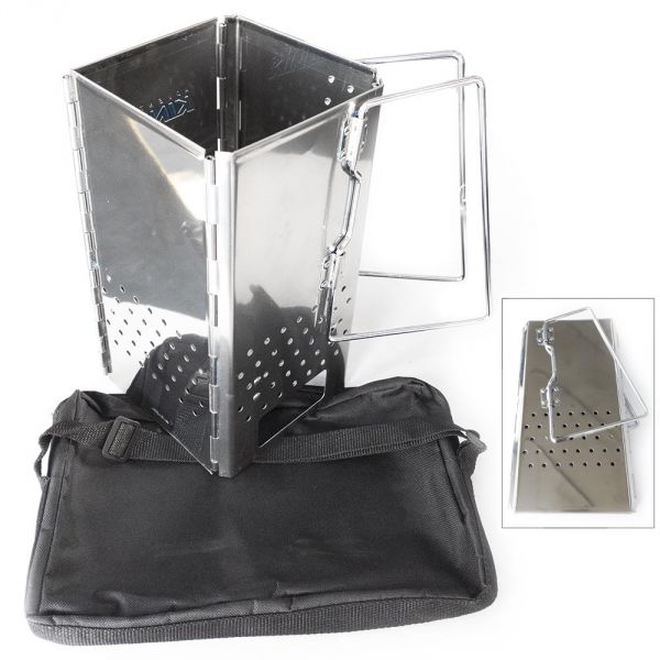 Barbecue BBQ accenditore carbonella acciaio inox pesante RIPIEGABILE ciminiera starter