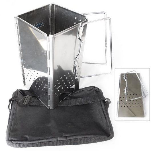 Barbecue BBQ accenditore carbonella acciaio inox pesante RIPIEGABILE ciminiera starter