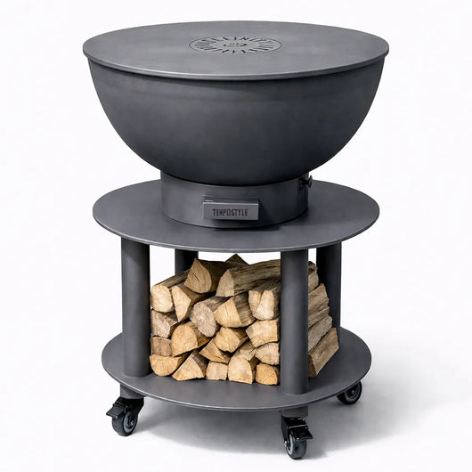 Tempo Style – Barbecue a Legna e Carbone Stromboli Antracite | BBQ in Acciaio Corten da Esterno con ruote e Griglia di cottura in Acciaio Inox 316