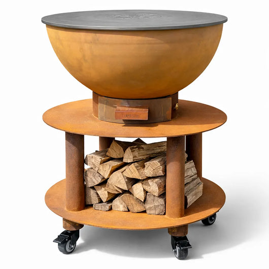 Tempo Style – Barbecue a Legna e Carbone Stromboli Corten | BBQ in Acciaio Corten da Esterno con ruote e Griglia di cottura in Acciaio Inox 316