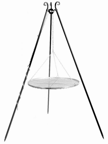 Barbecue Treppiede da 180 cm con griglia in acciaio inox da 70 cm
