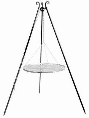 Barbecue Treppiede da 180 cm con griglia in acciaio inox da 70 cm