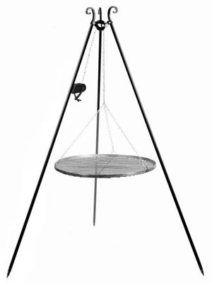 Barbecue Treppiede da 180 cm con griglia in acciaio naturale da 50 cm + verricello