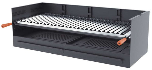 Barbecue a carbonella e legna Griglia in acciaio inox da 100 cm - Libera installazione / Incasso