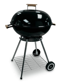 Barbecue in acciaio griglia Ø 56 cm nero con ruote e coperchio Fredi