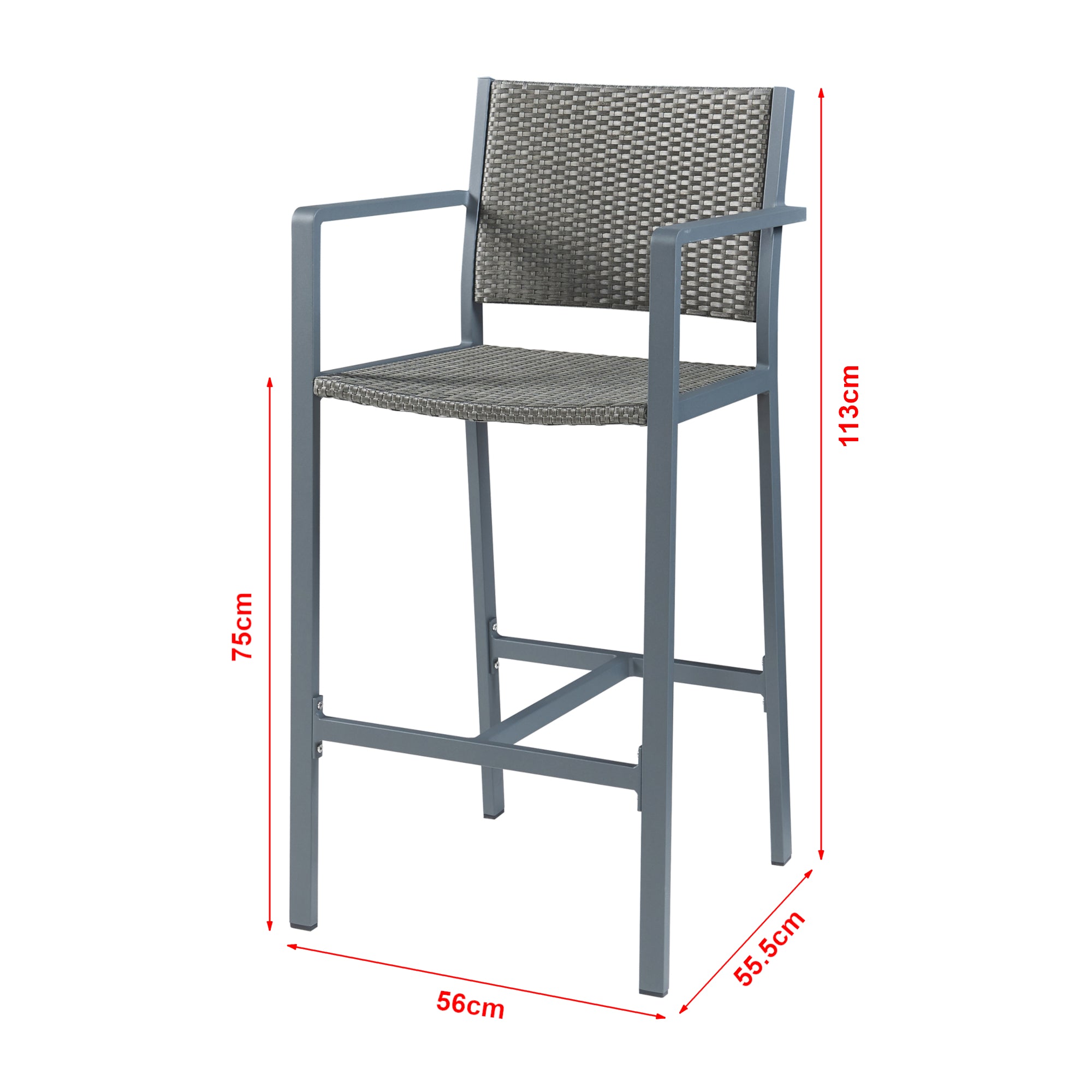Set Bar da Esterno Avise Tavolo Alto con 2 Sgabelli - Antracite, Grigio casa.pro