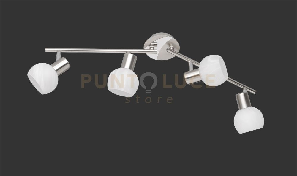 ANTIBES BARRA 4 SPOTS ACCIAIO COLORE CROMO ATTACCO E14 DIFFUSORE IN VETRO  L. 70CM