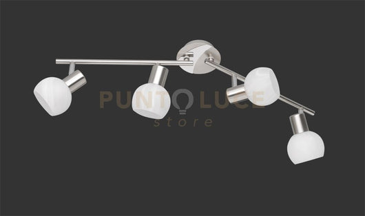 ANTIBES BARRA 4 SPOTS ACCIAIO COLORE CROMO ATTACCO E14 DIFFUSORE IN VETRO  L. 70CM