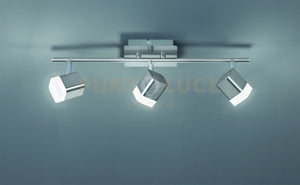 ROUBAIX BARRA 3 SPOTS LED 10,5W 1200lm, 3000K QUADRATI METALLO ACCIAIO SATINATO L.48CM
