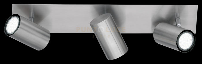 MARLEY BARRA 3 SPOTS CILINDRI COLORE  NICHEL OPACO CM48 3 LUCI ATTACCO GU10