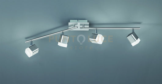 ROUBAIX BARRA 4 SPOTS LED 14W 1600lm, 3000K QUADRATI METALLO ACCIAIO SATINATO L.80CM