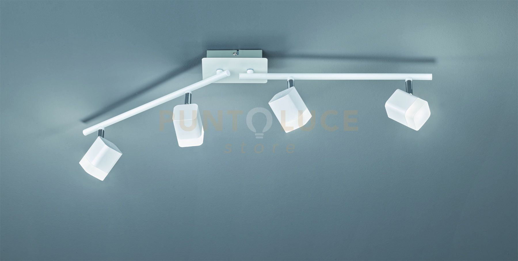 ROUBAIX BARRA 4 SPOTS LED 14W 1600lm, 3000K QUADRATI METALLO BIANCO L.80CM