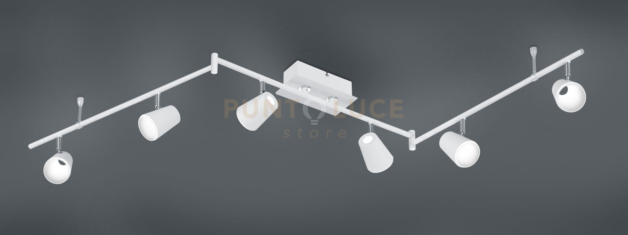 NARCOS BARRA 6 SPOTS 13W 1200lm, 3000K  BIANCA CON DIFFUSORE CONICO FORO L. 177CM