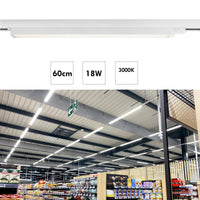 Barra LED faretto track binario trifase 18W alluminio nero bianco luce lineare negozio deposito ufficio studio 60cm  BIANCO 3000K