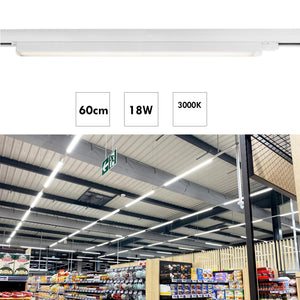 Barra LED faretto track binario trifase 18W alluminio nero bianco luce lineare negozio deposito ufficio studio 60cm  BIANCO 3000K