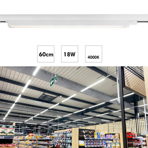 Barra LED faretto track binario trifase 18W alluminio nero bianco luce lineare negozio deposito ufficio studio 60cm BIANCO 4000K