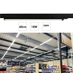 Barra LED faretto track binario trifase 18W alluminio nero bianco luce lineare negozio deposito ufficio studio 60cm NERO 3000K
