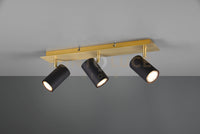 MARLEY BARRA BASE ORO CON 3 SPOTS CILINDRI NERO L. 48CM 3 LUCI ATTACCO GU10
