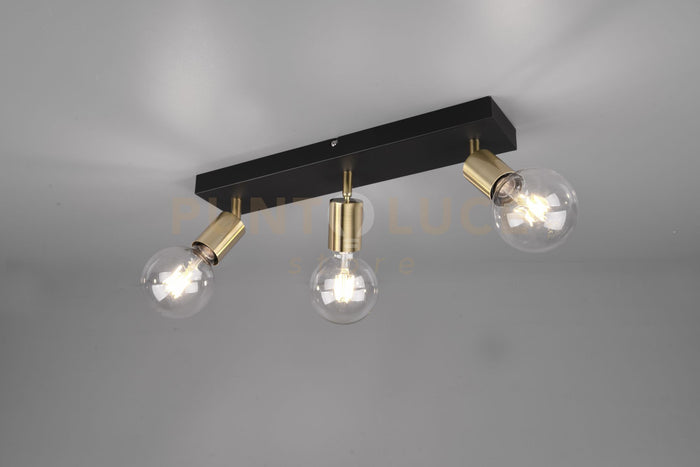 Barra VANNES 3 spots orientabili ottone satinato e nero R80183008