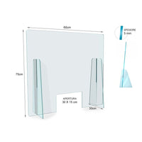 Barriera Protettiva In Plexiglass H75X60L cm Per Operatore Da Banco Made In Italy