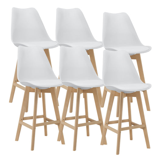 Set di 6 sgabelli da bar in plastica sintetica faggio 105 x 48 x 58 cm bianco 03_0008724