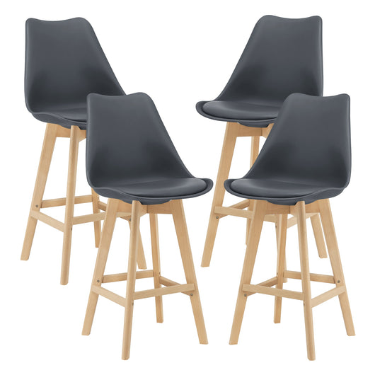 Set di 4 sgabelli da bar faggio sintetico plastica 105 x 48 x 58 cm grigio 03_0008718