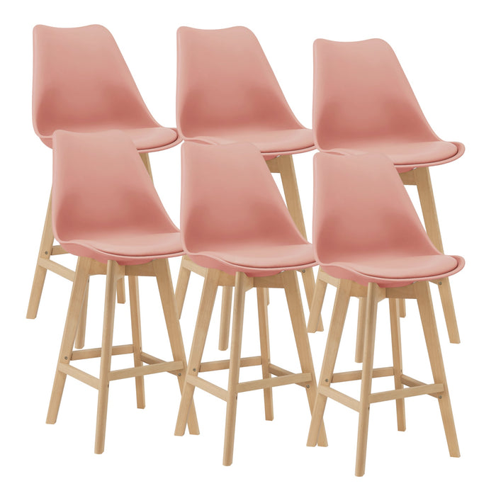 Set di 6 sgabelli da bar in faggio plastica sintetica 105x48x58 cm rosa 03_0008729