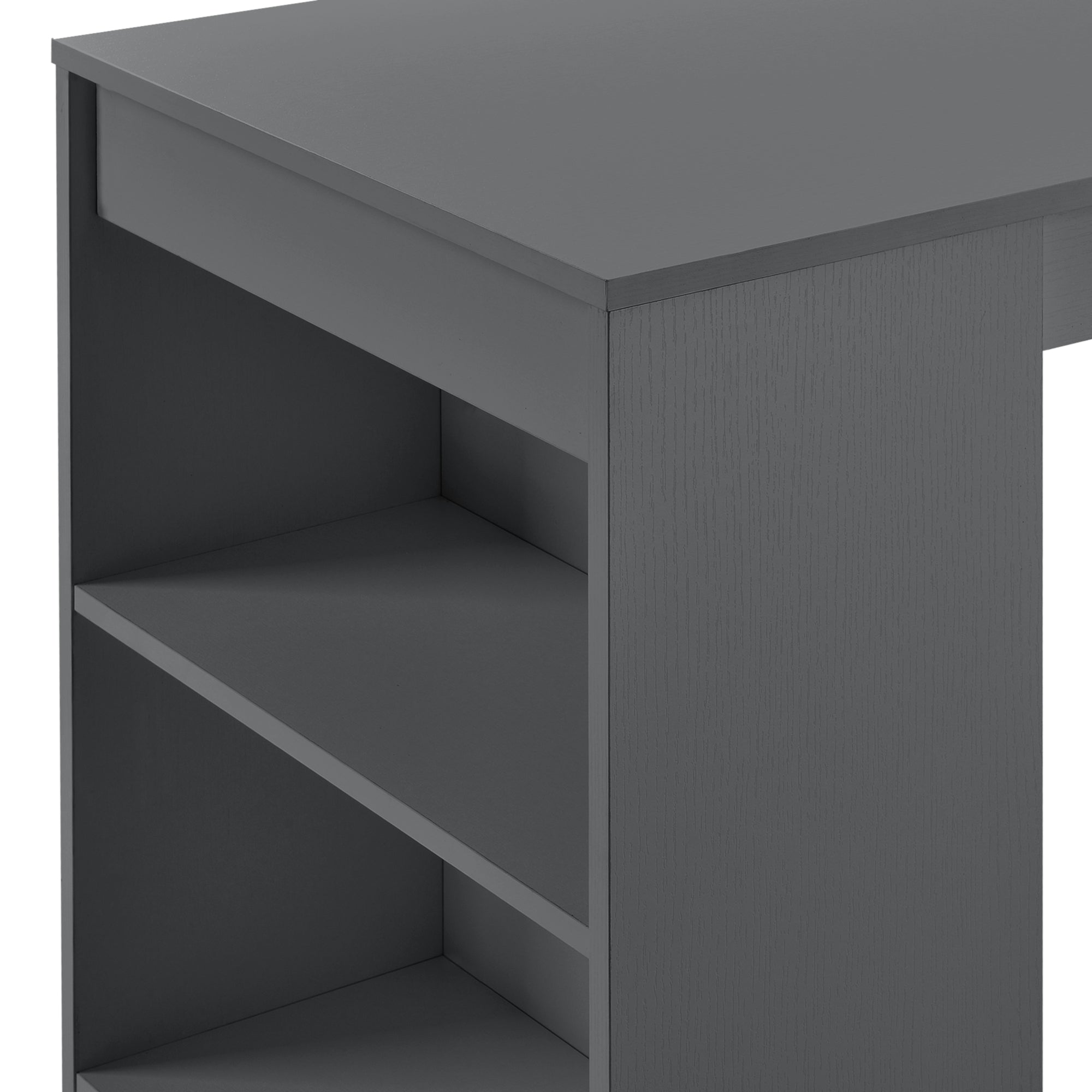 Bancone Tavolo Alto da Bar Kouvola con 3 Scomparti Aperti 110x50x103 cm - Grigio Scuro [en.casa]