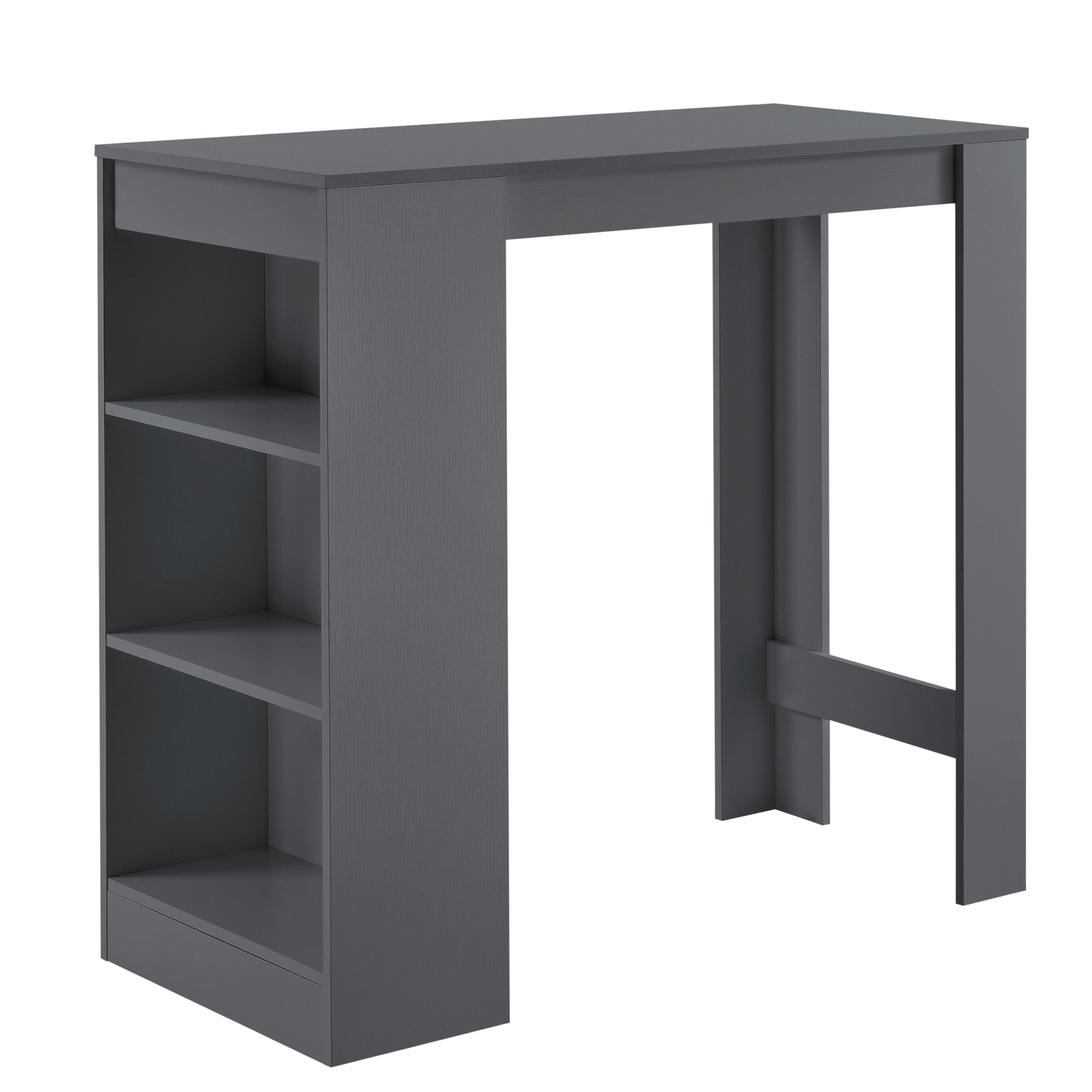 Bancone Tavolo Alto da Bar Kouvola con 3 Scomparti Aperti 110x50x103 cm - Grigio Scuro [en.casa]
