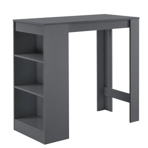 Bancone Tavolo Alto da Bar Kouvola con 3 Scomparti Aperti 110x50x103 cm - Grigio Scuro [en.casa]