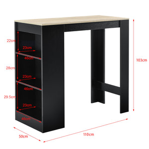 Tavolo da bar con contenitore alto da bistrot con 3 ripiani 110 cm nero e rovere 03_0006191