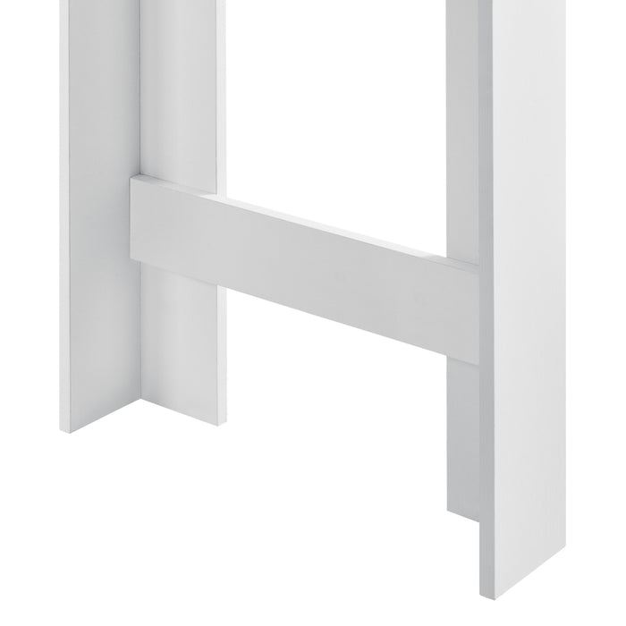 Bancone Tavolo Alto da Bar Kouvola con 3 Scomparti Aperti 110x50x103 cm - Bianco/Effetto Rovere [en.casa]