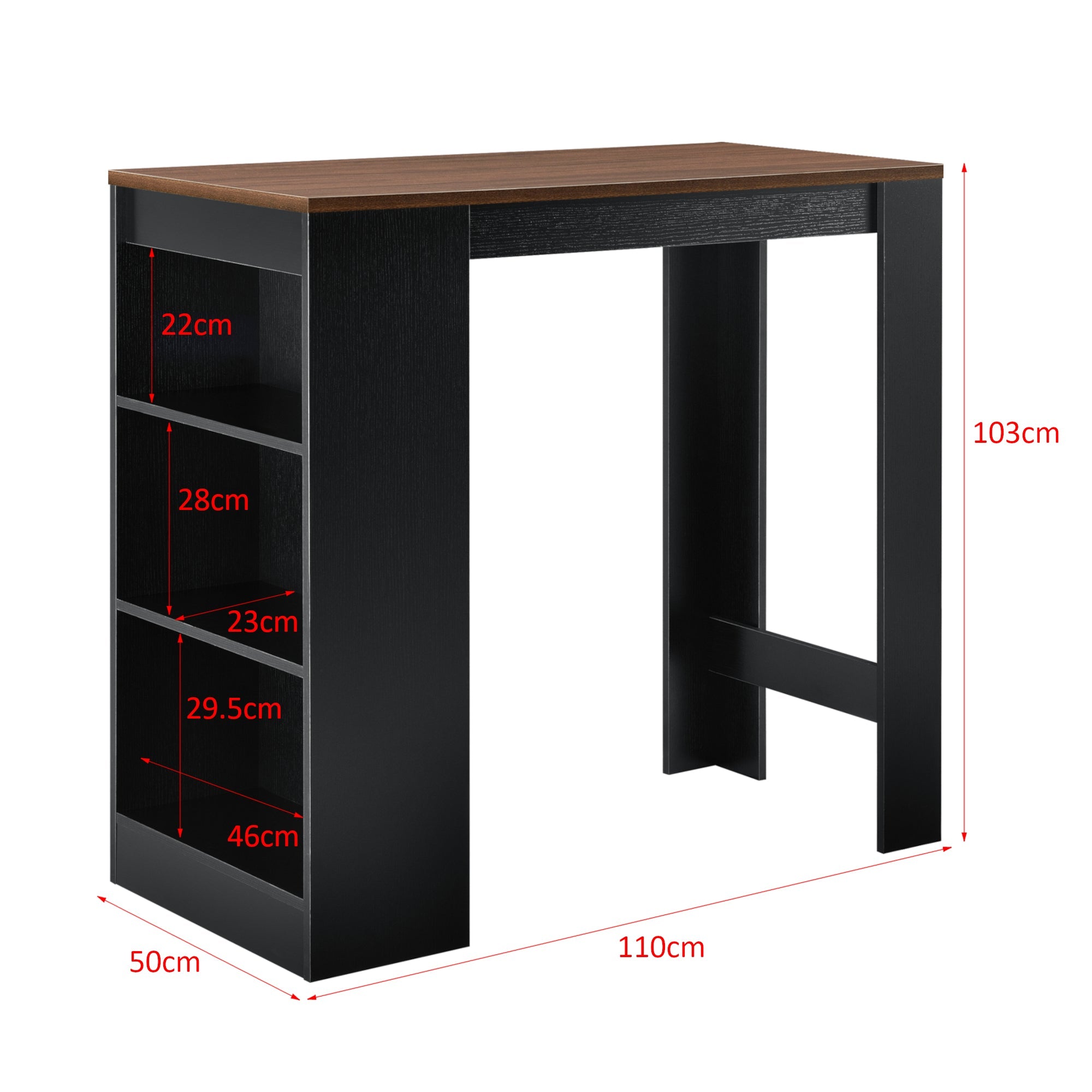 Tavolo bar con contenitore bistrot alto 110 cm effetto nero e noce 03_0006192