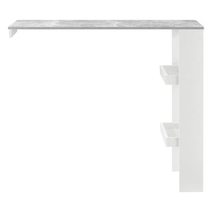 Bancone da Muro Tavolo Alto da Bar 120 x 45 x 106 cm Penisola Cucina con 2 Ripiani - Bianco/Effetto Cemento