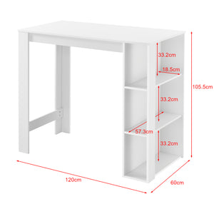 Tavolo Alto da Bar Danderyd Bancone a 3 Ripiani Laterali 120 x 60 x 106 cm - Bianco [en.casa]