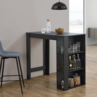 Tavolo Alto da Bar Danderyd Bancone a 3 Ripiani Laterali 120 x 60 x 106 cm - Nero [en.casa]
