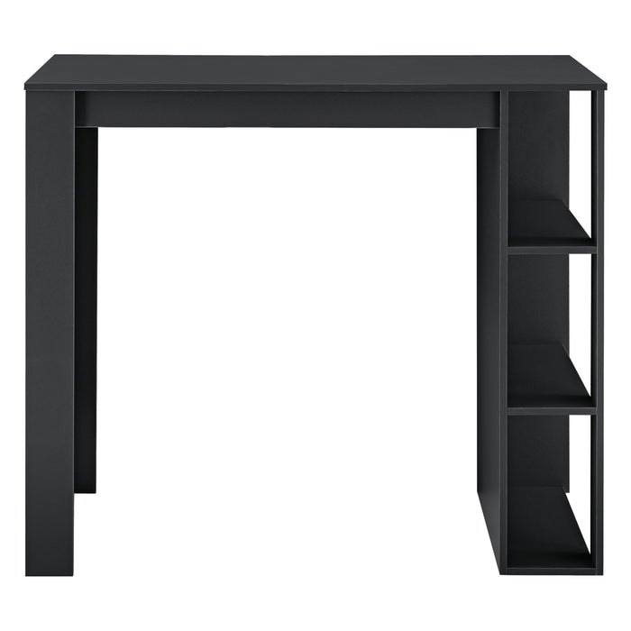 Tavolo Alto da Bar Danderyd Bancone a 3 Ripiani Laterali 120 x 60 x 106 cm - Nero [en.casa]