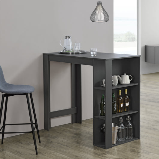 Tavolo Alto da Bar Danderyd Bancone a 3 Ripiani Laterali 120 x 60 x 106 cm - Grigio Scuro [en.casa]